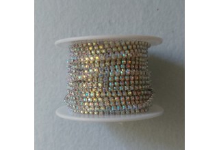 Нить стразовая стекло 2 мм SS6 белая 34 АВ, цена за 50 см